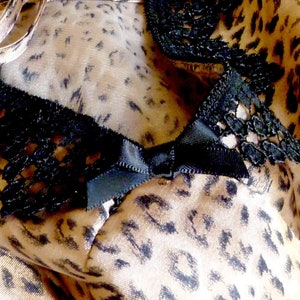 black Lace trimmed Leopard print Slip /nightgown/ nightie, Sexy Lingerie, never worn image 1