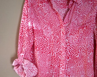Pink & Red Animal print Blouse, Woman's size small