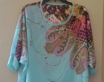 semi-sheer Polyester Crepe pullover Blouse/ top, Size 14W-16W