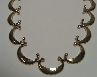 vintage choker Necklace, Gold plate