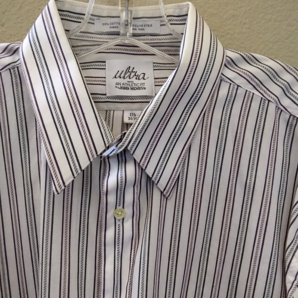Men's striped Dress Shirt by JOHN HENRY, Athletic Fit, Cotton/poly blend
