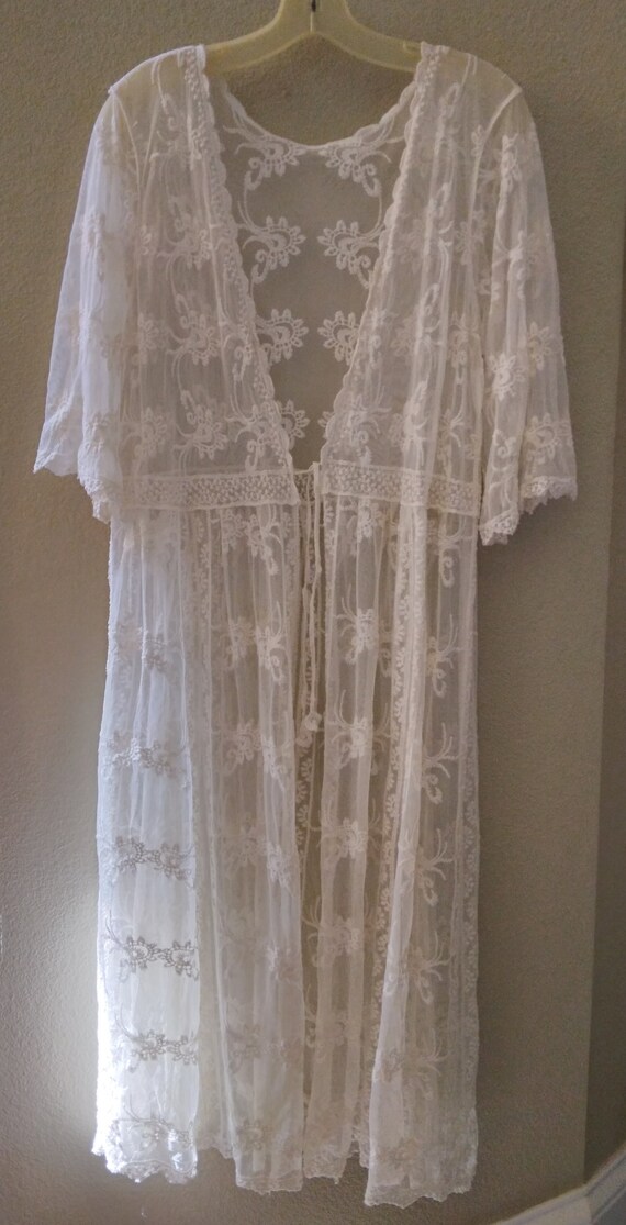 vintage Lace Bridal Robe/ Kimono, Wedding, boudoi… - image 2