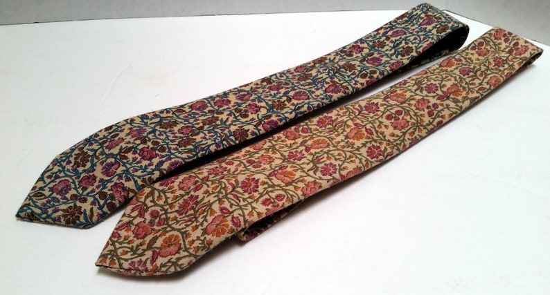 Two Flowered Ties, unisex accessories, vintage neckties, 1980's image 2