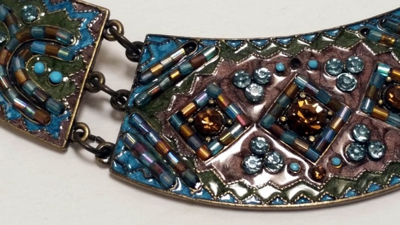dramatic Bronze , Turquoise and gold stone Enamel… - image 2