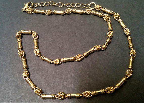 vintage 1990's Goldtone chain NECKLACE with chain… - image 3