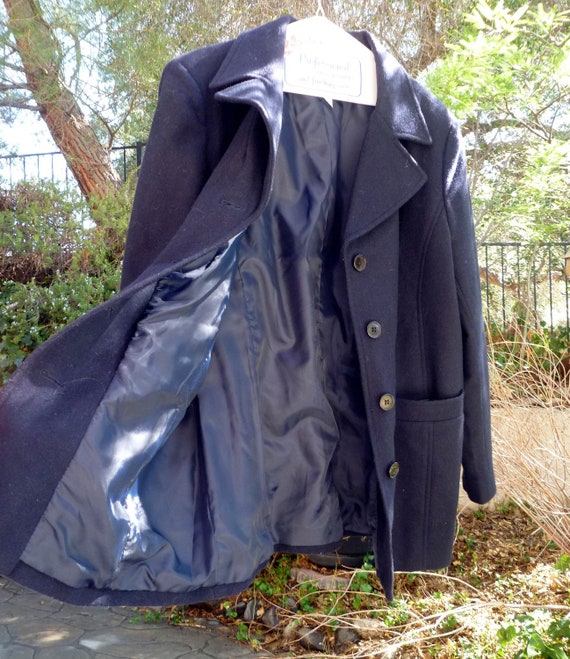 PeaCoat Navy Blue Wool Women's size 12P Etsy