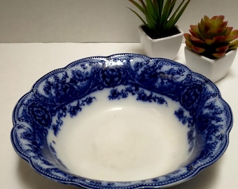 Bol antiguo inglés WEDGEWOOD & Co Ltd. Royal Blue Flow "ATALANTA", 23 cm de diámetro, pieza rara.