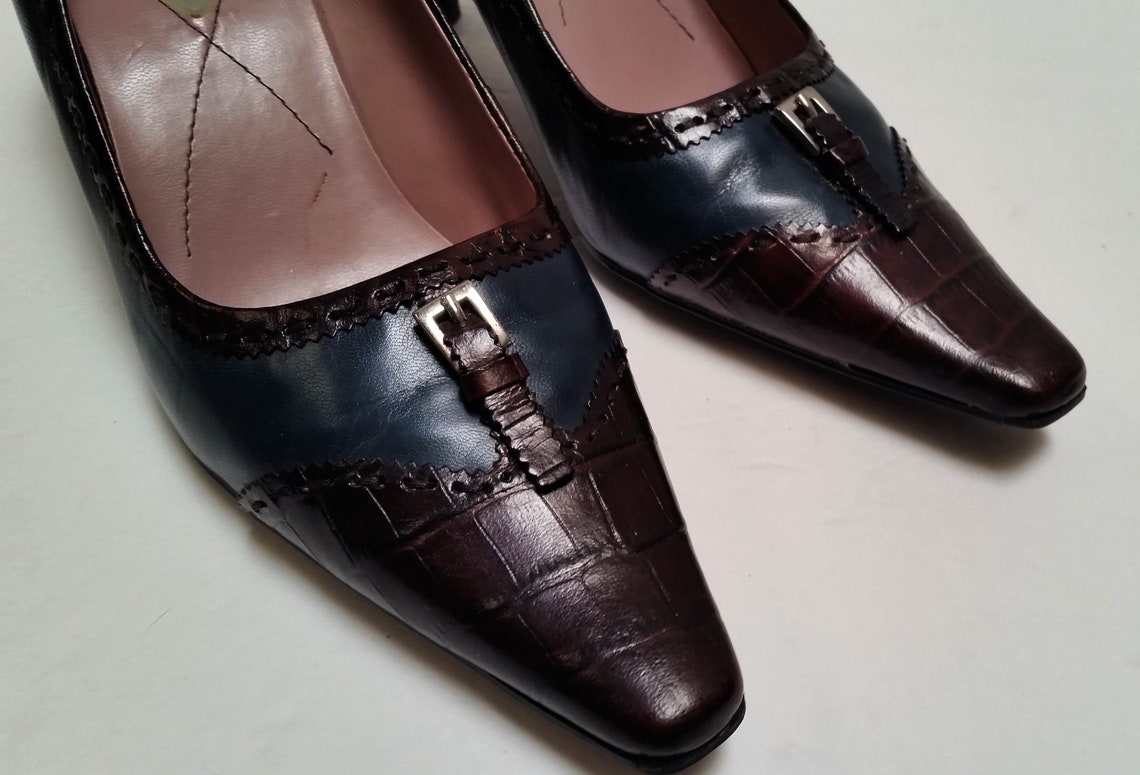 LIZ Claiborne Kitten Heel Pumps Flex Sole 8.5 M Teal and Etsy