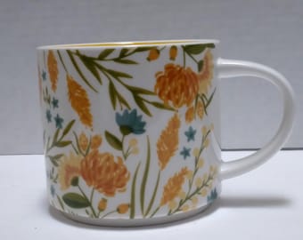 colorful Ceramic Mug, Floral design, never used, Coffee cup. gift idea