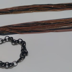 Multi-strand, multi-metal chain link Necklace, Long chain necklace image 10