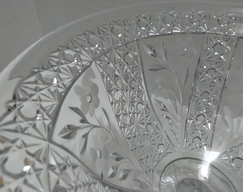 large vintage Cut CRYSTAL pedestal Compote Bowl, centerpiece bowl, Fruit bowl, Punch bowl, American Brilliant