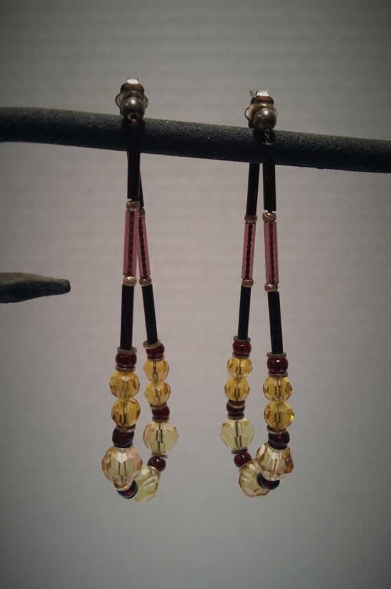 Beaded Dangle Crystal earrings, post earrings - image 2