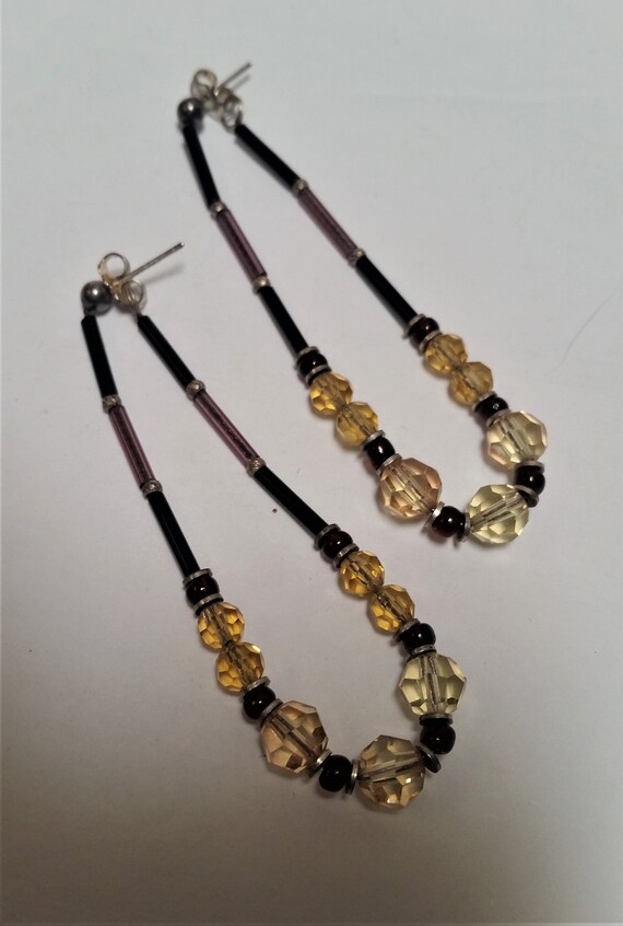 Beaded Dangle Crystal earrings, post earrings - image 3