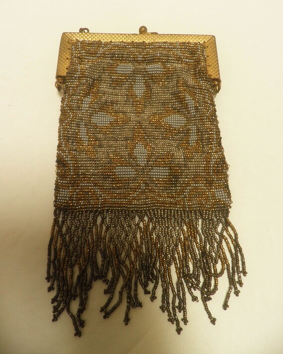 Antique micro metal beaded Purse, evening purse - image 2