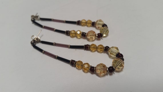 Beaded Dangle Crystal earrings, post earrings - image 1