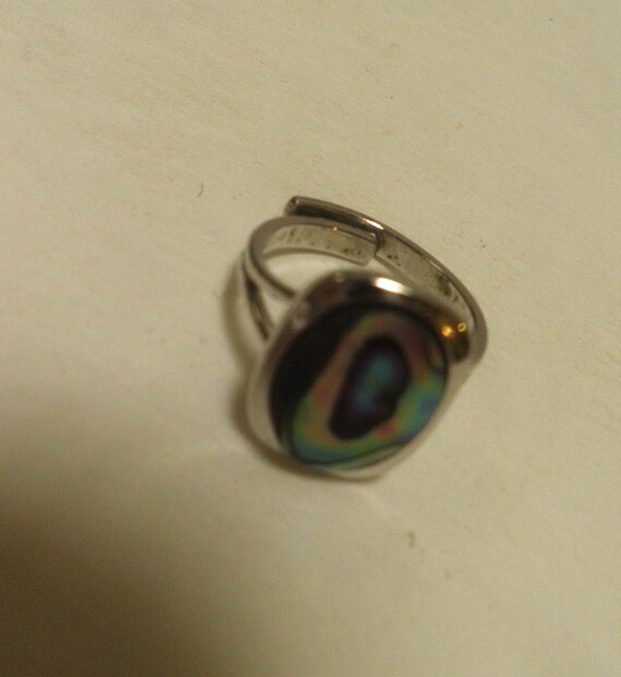 PAUA Abalone Shell and Silver Ring, adjustable, p… - image 3