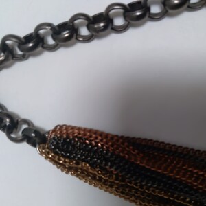 Multi-strand, multi-metal chain link Necklace, Long chain necklace image 7