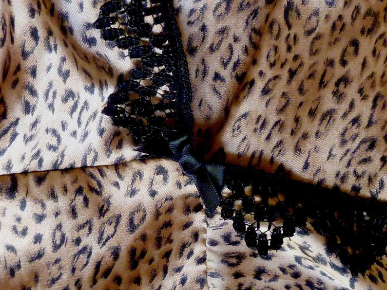 black Lace trimmed Leopard print Slip /nightgown/ nightie, Sexy Lingerie, never worn image 3
