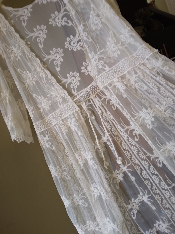 vintage Lace Bridal Robe/ Kimono, Wedding, boudoi… - image 1