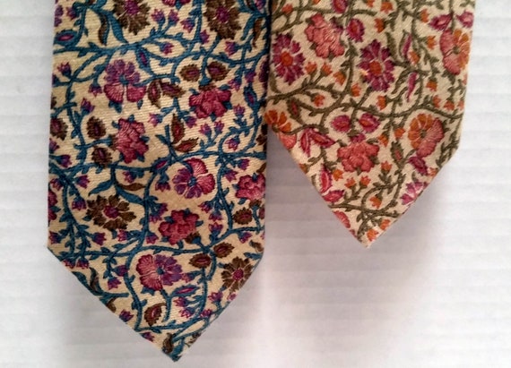 Two Flowered Ties, unisex accessories, vintage ne… - image 5