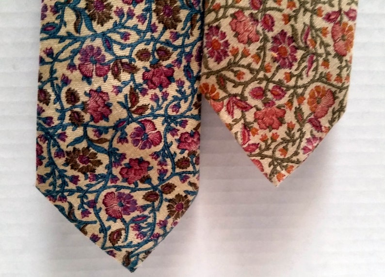 Two Flowered Ties, unisex accessories, vintage neckties, 1980's image 5