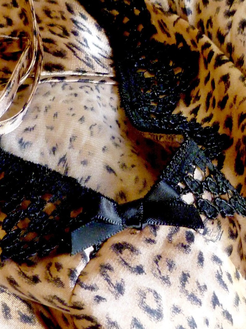 black Lace trimmed Leopard print Slip /nightgown/ nightie, Sexy Lingerie, never worn image 1