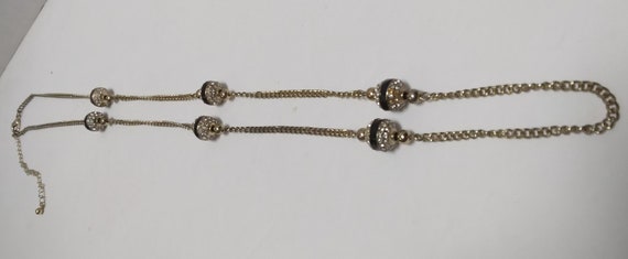 long Chain and Bead necklace, goldtone and Black … - image 7