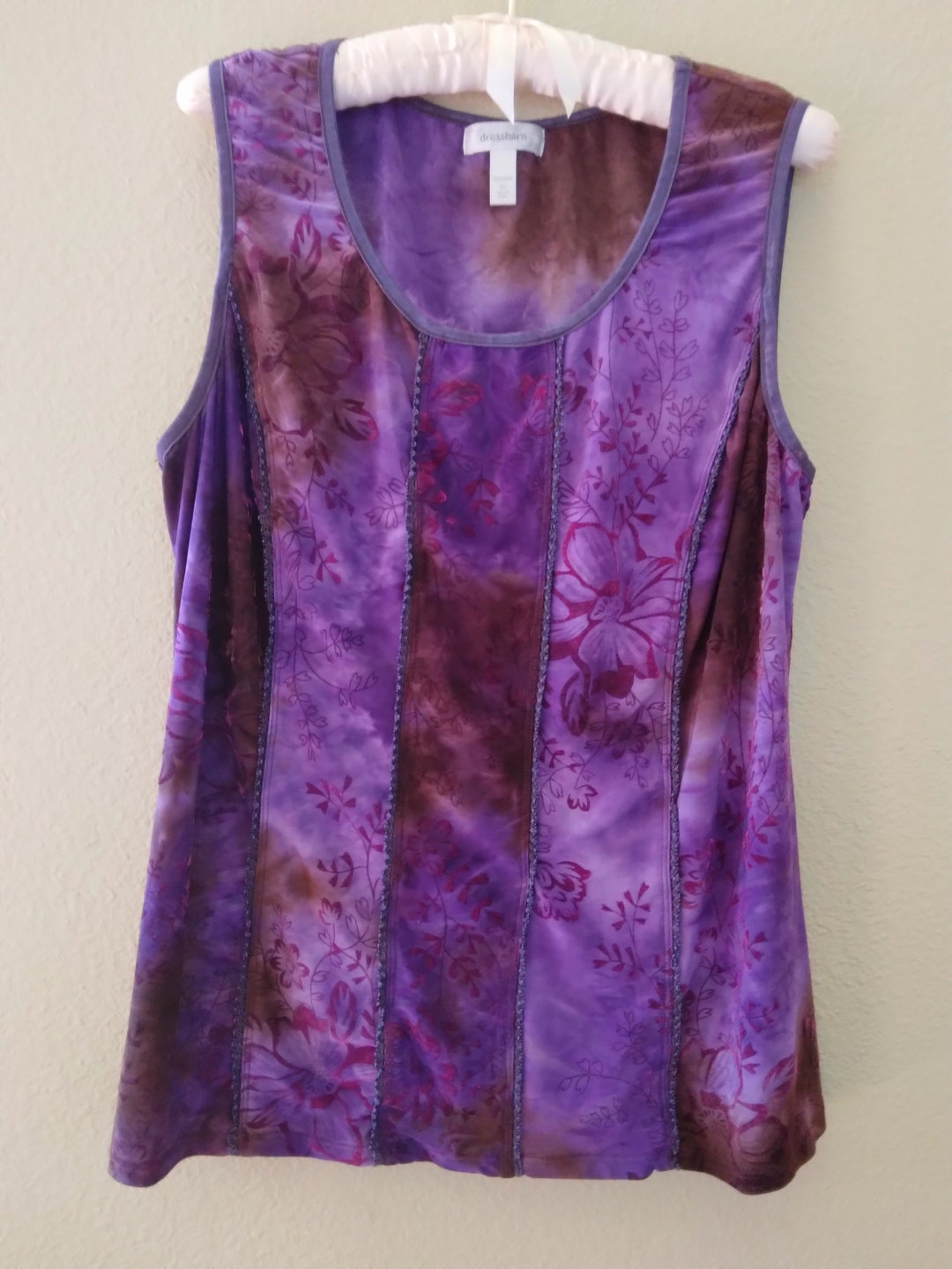 Stretchy Tank Top/shell With Burnout Velvet Florals Size Etsy