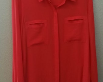 Crepe Blouse Coral Red, woman's size Medium