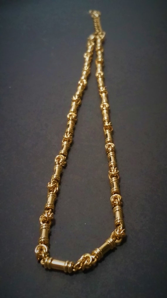 vintage 1990's Goldtone chain NECKLACE with chain… - image 5