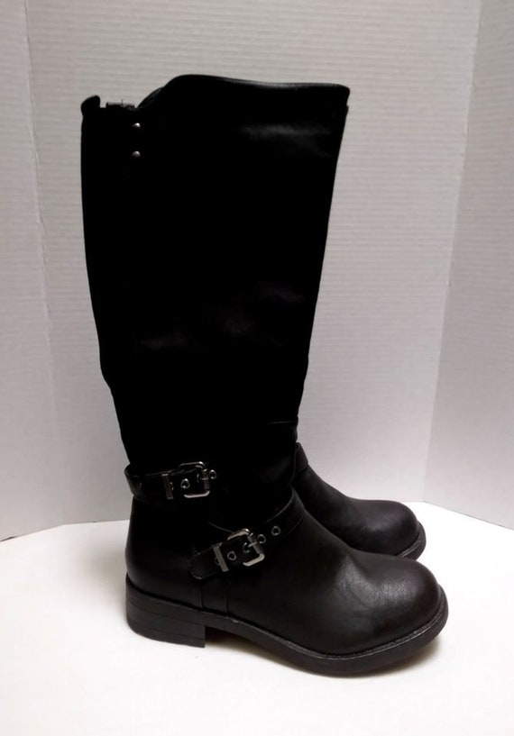 Woman's size 10 Knee-hi Biker boots quality Black 