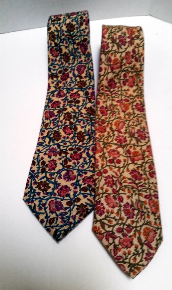 Two Flowered Ties, unisex accessories, vintage ne… - image 4