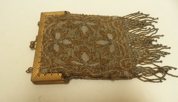 Antique micro metal beaded Purse, evening purse - image 1