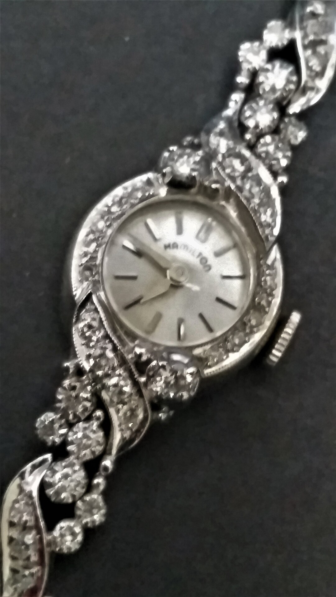 [良品]HAMILTON Diamond Bezel Quartz 14mm Vintage Ladies Hamilton 14K White Gold Diamond Watch | eBay