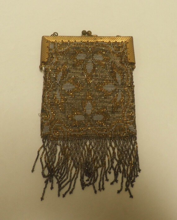 Antique micro metal beaded Purse, evening purse - image 4