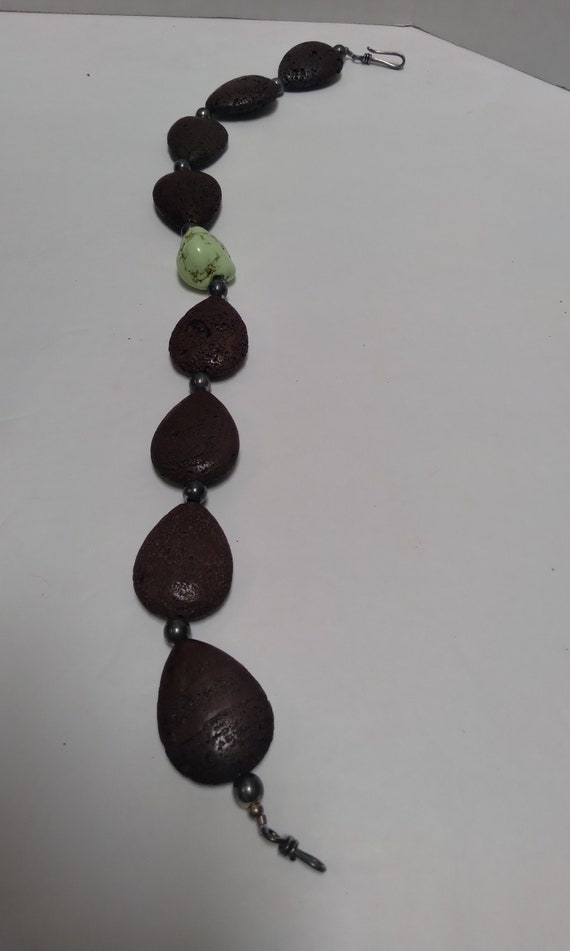 Magnesite and Lava stone CHOKER Necklace, lime gr… - image 6