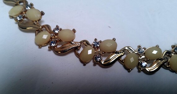 vintage CHOKER necklace, goldtone rhinestones and… - image 3