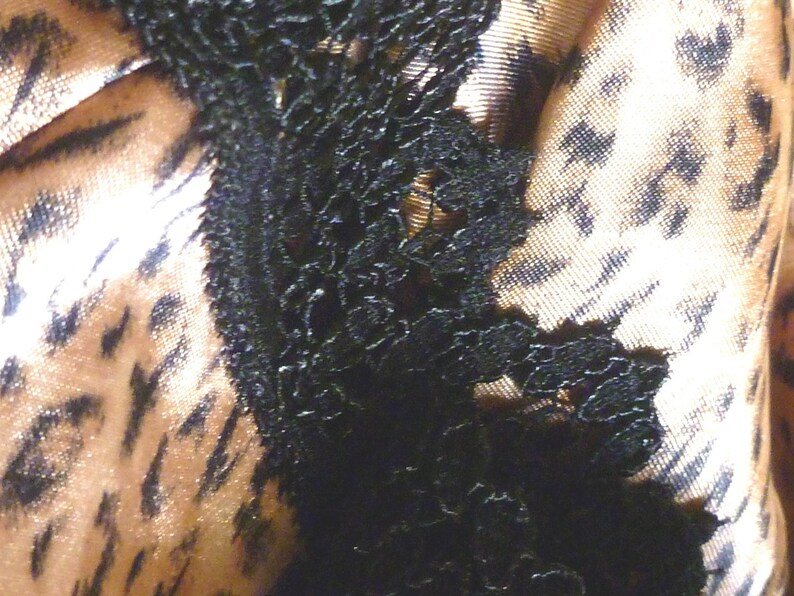 black Lace trimmed Leopard print Slip /nightgown/ nightie, Sexy Lingerie, never worn image 5