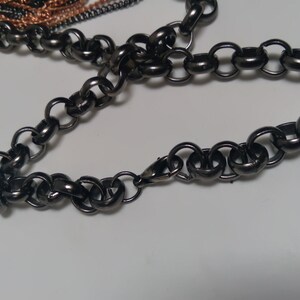 Multi-strand, multi-metal chain link Necklace, Long chain necklace image 5