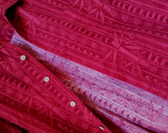 Cotton Hawaiian Shirt, Size Men's Medium, reds