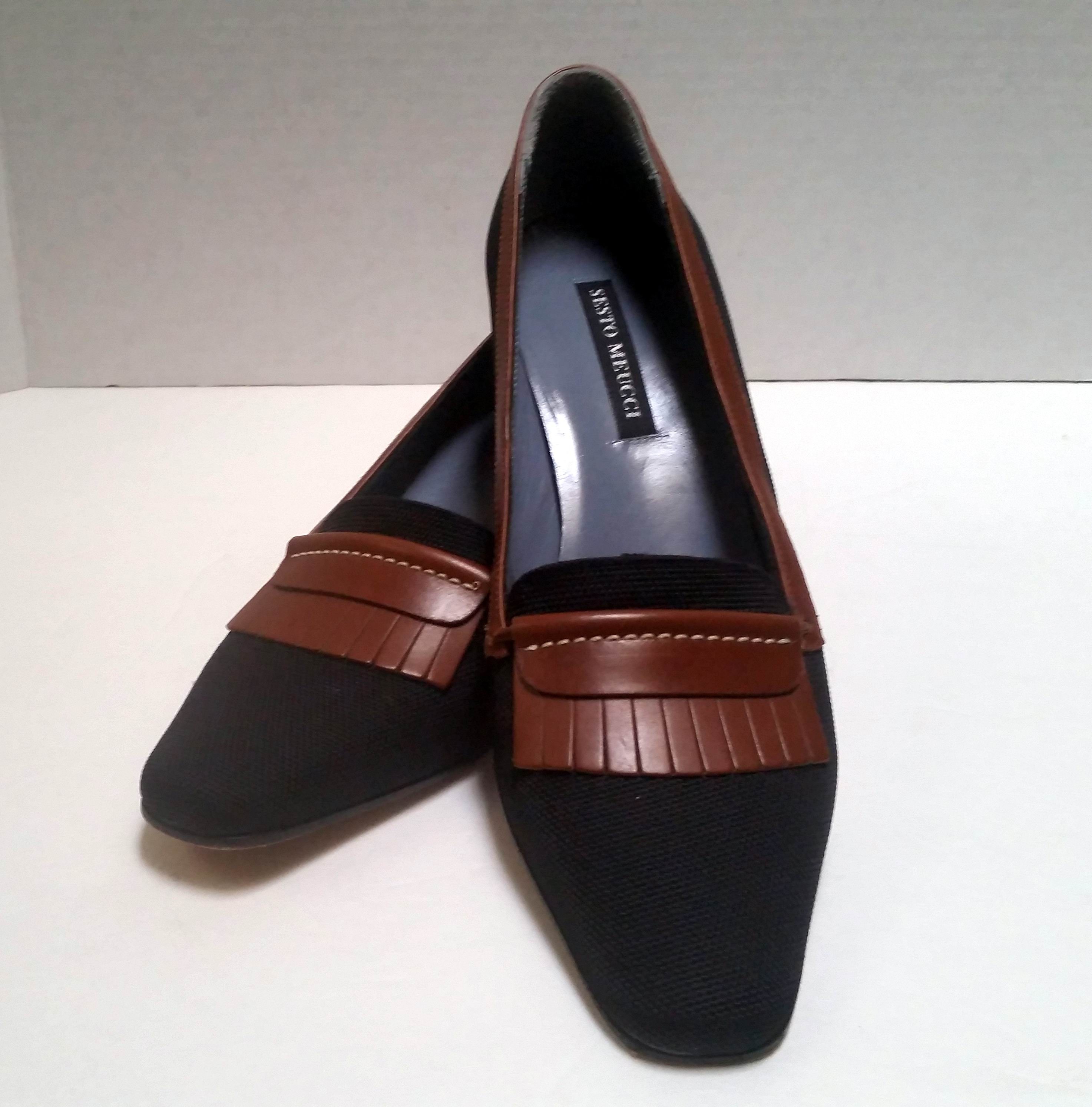 Chaussures Sesto Meucci Femme - Ballerines Noires Cuir - Pointure 39 (US 9) - Fabriquées En Italie