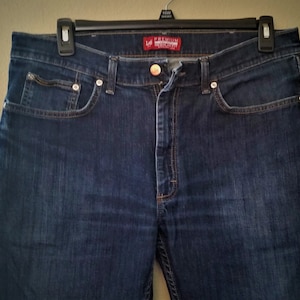 LEE Premium Select, Regular Fit, Straight Leg Denim Blue Jeans, dark wash, size 38 x 32 (LEE B)