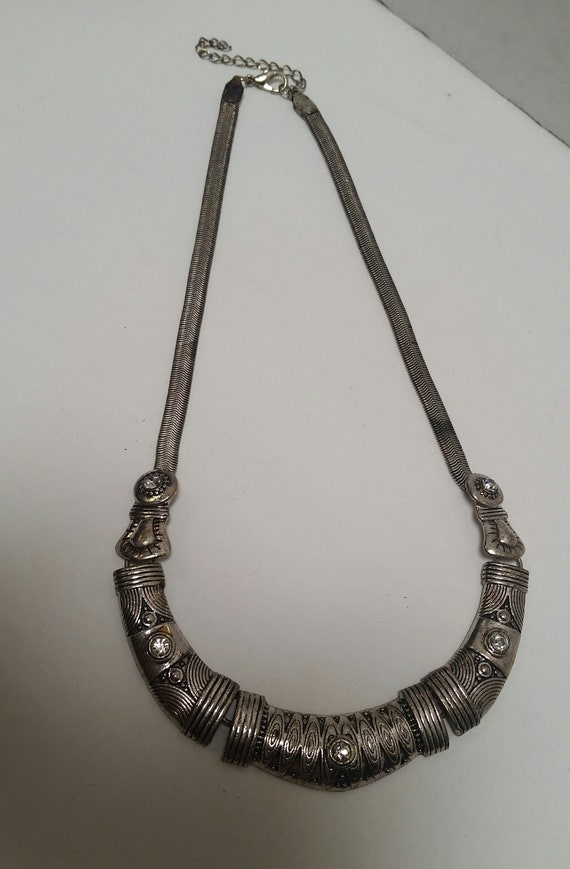 vintage Silver and Rhinestone Necklace, serpentine