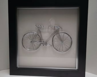 Metal Bicycle sculpture art, framed wall art