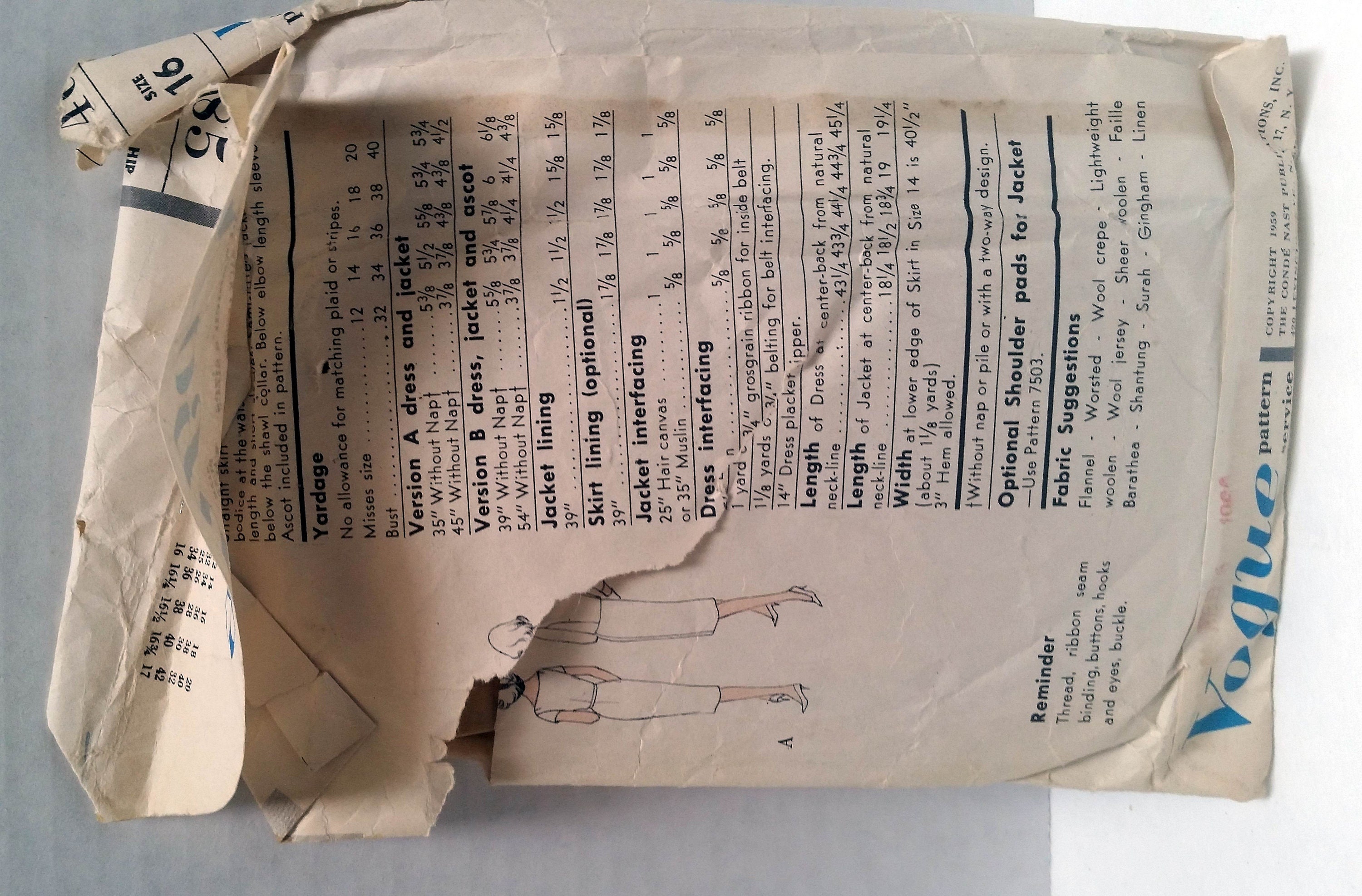 Vintage 1969 VOGUE Sewing PATTERN 4085, Dress Jacket Ascot, Size 16 - Etsy