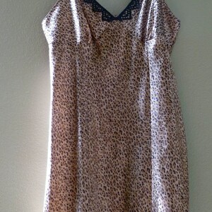 black Lace trimmed Leopard print Slip /nightgown/ nightie, Sexy Lingerie, never worn image 4