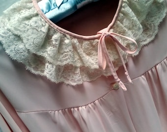 vintage Satin and Lace BED Jacket, 1940&#39;s, pink and white, Size large