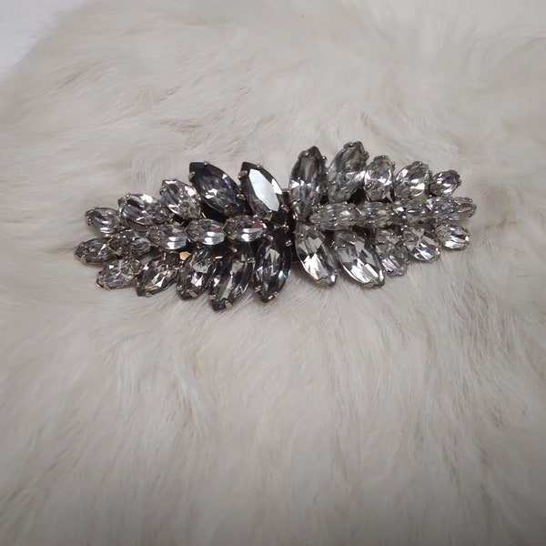 vintage Weiss Rhinestone extra large Brooch or Shoe Clips, 2 in one Wedding Jewelry Elegant  Rare Beauty