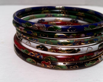 vintage Enameled Bangle BRACELETS, Multiple colors