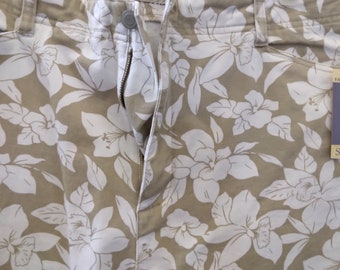 NWT Vintage 1990's Stretch Capri Pants by FADED GLORY Jeans Co., Size 16,  Tan With White Flowers -  Canada